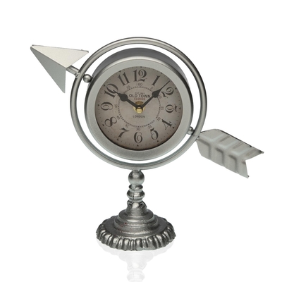 Product Bordklokke Versa Ασημί Πλήρες βέλος Μέταλλο (23 x 16 x 8 cm) base image