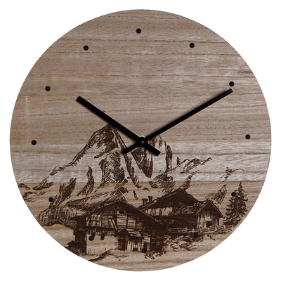 Product Ρολόι Τοίχου DKD Home Decor Βουνό Μαύρο Ξύλο MDF (30 x 30 x 1.5 cm) base image