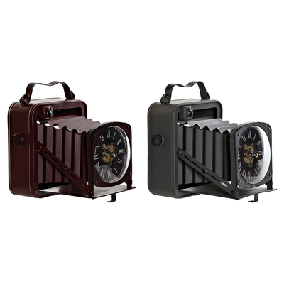 Product Bordklokke DKD Home Decor Βουργουνδίας Φωτογραφική μηχανή Κόκκινο Σκούρο γκρίζο Σίδερο Vintage (19 x 15 x 20 cm) (x2) base image