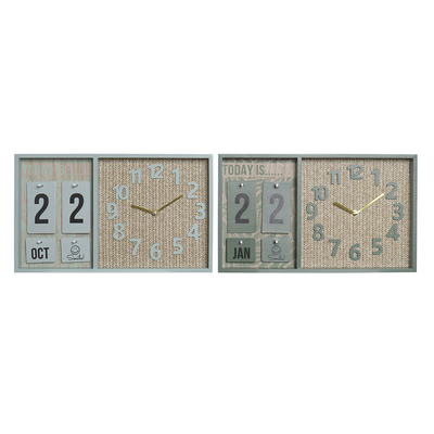 Product Ρολόι Τοίχου DKD Home Decor πολυπροπυλένιο Πράσινο Μέντα Ξύλο MDF (2 pcs) (40 x 5 x 24 cm) base image