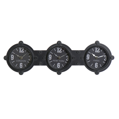 Product Ρολόι Τοίχου DKD Home Decor Κρυστάλλινο Μαύρο Σίδερο (58 x 6.5 x 18 cm) base image
