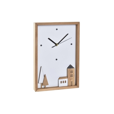 Product Ρολόι Τοίχου DKD Home Decor Ξύλο Λευκό Σπίτια (20 x 4 x 30 cm) base image