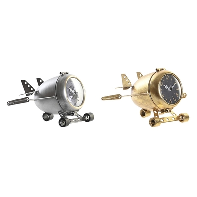 Product Bordklokke DKD Home Decor Αεροπλάνο Κρυστάλλινο Ασημί Χρυσό Σίδερο (23 x 16 x 13 cm) (x2) base image