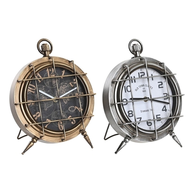 Product Bordklokke DKD Home Decor Παγκόσμιος Χάρτης Κρυστάλλινο Ασημί Μαύρο Χρυσό Λευκό Σίδερο (22 x 17 x 29 cm) (x2) base image