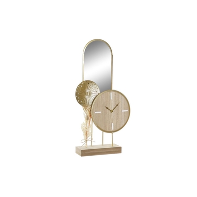 Product Επιτραπέζιο Ρολόι DKD Home Decor 26 x 8 x 53 cm Καθρέφτης Φυσικό Χρυσό Ξύλο MDF base image