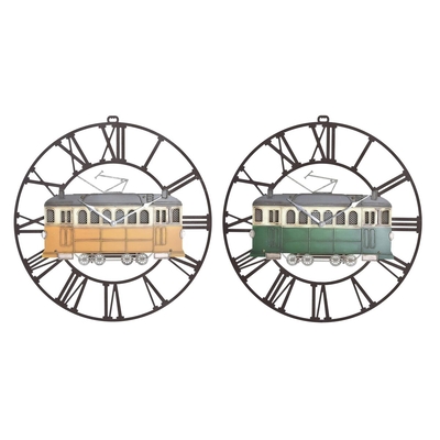 Product Ρολόι Τοίχου DKD Home Decor Μέταλλο Πράσινο Κίτρινο Vintage Τρένο (49,5 x 3,5 x 48 cm) (x2) base image