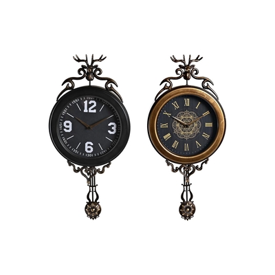 Product Ρολόι Τοίχου DKD Home Decor Κρυστάλλινο Μαύρο Χρυσό Σίδερο (27 x 7,5 x 57,5 cm) base image