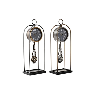Product Bordklokke DKD Home Decor Κρυστάλλινο Μαύρο Χρυσό Σίδερο (17 x 12 x 46,5 cm) (x2) base image