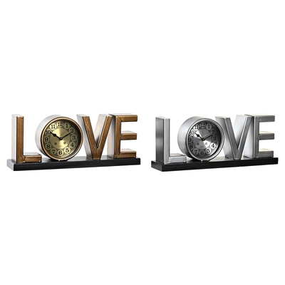 Product Bordklokke DKD Home Decor Love Χαλκός Ασημί Σίδερο (39 x 8 x 15 cm) (x2) base image