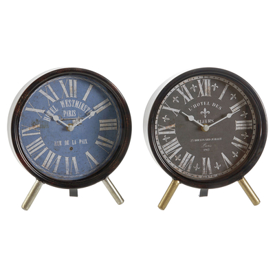 Product Bordklokke DKD Home Decor Κρυστάλλινο Μαύρο Μπλε Μέταλλο (20,5 x 5 x 24 cm) (x2) base image