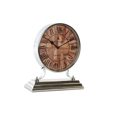 Product Ρολόι Bordklokke DKD Home Decor 30 x 9,5 x 33 cm Φυσικό Ασημί Αλουμίνιο Ξύλο από Μάνγκο Παραδοσιακά base image