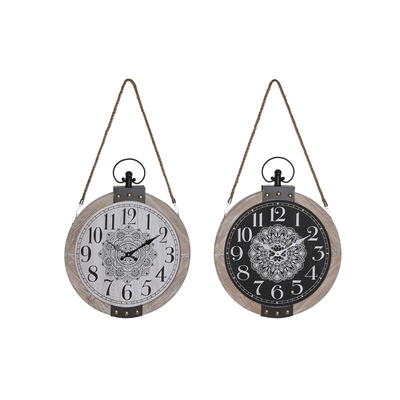 Product Ρολόι Τοίχου DKD Home Decor 40 x 6,5 x 46 cm Μαύρο Λευκό Mandala Ξύλο (x2) base image