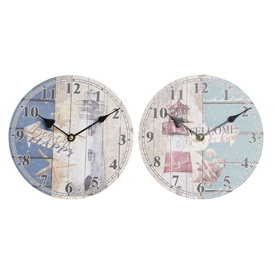 Product Ρολόι Τοίχου DKD Home Decor Πολύχρωμο Φάρος Ξύλο MDF Μεσογείακός (x2) (20 x 3 x 20 cm)  base image