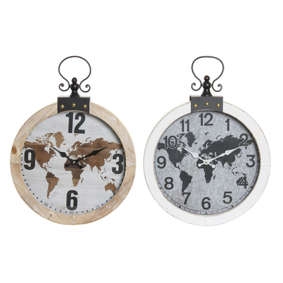 Product Ρολόι Τοίχου DKD Home Decor 40 x 4 x 54 cm Κρυστάλλινο MDF Παγκόσμιος Χάρτης (x2) base image