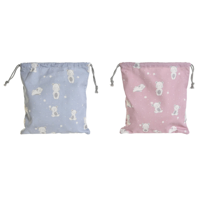 Product Τσάντα DKD Home Decor Μπλε Λευκό Ροζ osos 24 x 2 x 26 cm (x2) base image