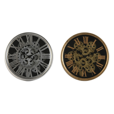 Product Ρολόι Τοίχου Home ESPRIT Μαύρο Χρυσό Ασημί Μέταλλο Κρυστάλλινο 25 x 6,3 x 25 cm (x2) base image