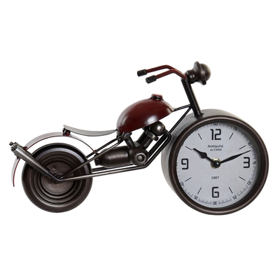 Product Ρολόι Bordklokke Home ESPRIT Κόκκινο Μέταλλο Κρυστάλλινο Ξύλο MDF Μοτοσικλέτα Vintage 32,5 x 10 x 18 cm base image