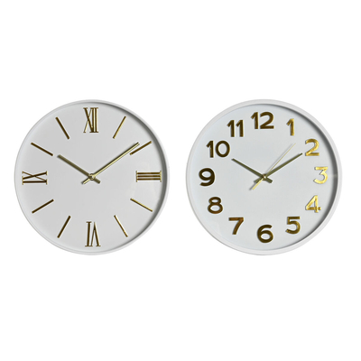 Product Ρολόι Τοίχου Home ESPRIT Λευκό Χρυσό PVC 30 x 4 x 30 cm (x2) base image