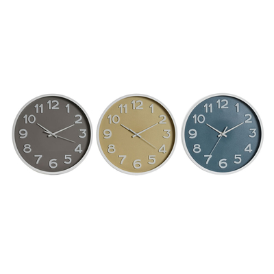Product Ρολόι Τοίχου Home ESPRIT Μπλε Λευκό Ροζ Μουστάρδα PVC 30 x 4 x 30 cm (3 Μονάδες) base image