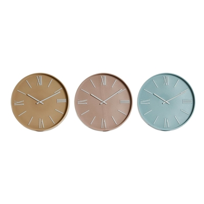Product Ρολόι Τοίχου Home ESPRIT Μπλε Ροζ Μουστάρδα PVC 30 x 4 x 30 cm (3 Μονάδες) base image