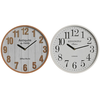 Product Ρολόι Τοίχου Home ESPRIT Λευκό Κρυστάλλινο Ξύλο MDF 32 x 4,5 x 32 cm (x2) base image