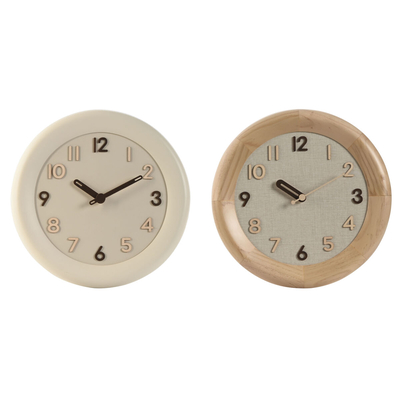 Product Ρολόι Τοίχου Home ESPRIT Μπεζ Φυσικό Ξύλο 30 x 5 x 30 cm (x2)  base image