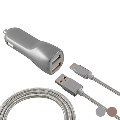 Product Φορτιστής Αυτοκινήτου KSIX USB Μεταλλικό Ροζ Χρυσό base image