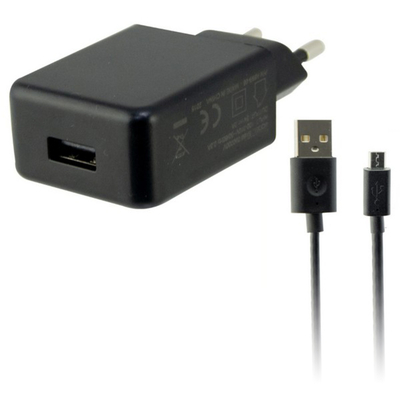 Product Φορτιστής Τοίχου + Καλώδιο Micro USB KSIX USB 2A Μαύρο base image