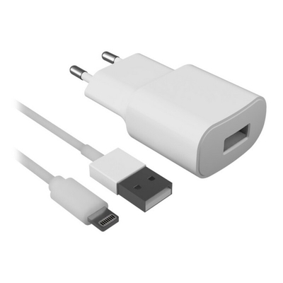 Product Φορτιστής Τοίχου +Καλώδιο Lightning MFI Contact 2.1A Λευκό base image