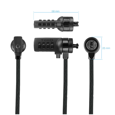 Product Κλειδαριά Laptop TooQ TQCLKC0015-G 1,5 m 1,5 m base image