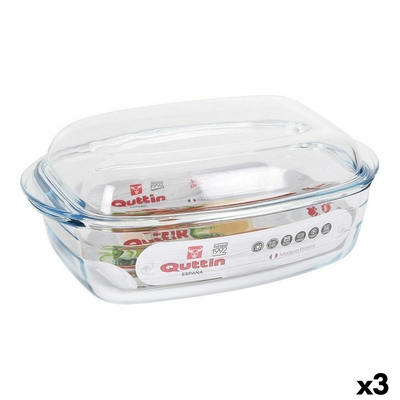 Product Κατσαρόλα με Καπάκι Quttin 63096 Γυαλί 32,8 x 19,7 x 13 cm (3L + 1,5L) base image