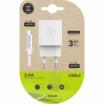 Product Φορτιστής Τοίχου Tech One Tech TEC2401 Λευκό base image