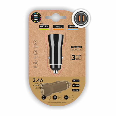 Product Φορτιστής Αυτοκινήτου Tech One Tech TEC2802 Διπλή USB-C Micro USB base image