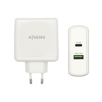 Product Φορτιστής USB Τοίχου Aisens PD 3.0 USB-C 57 W Λευκό base image