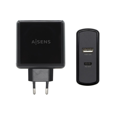 Product Φορτιστής USB Τοίχου Aisens ASCH-2PD45A-BK 57 W Μαύρο USB-C base image