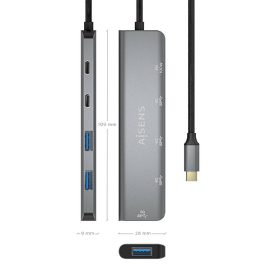 Product USB Hub Aisens A109-0857 Γκρι base image