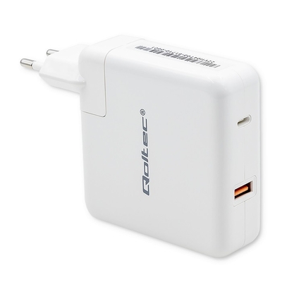 Product Φορτιστής Πρίζας Qoltec Power Gan Fast 108w, Usb C, White base image