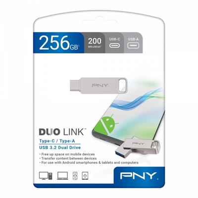 Product USB Stick 256 GB PNY Pendrive Usb 3.2 Duo-Link P-Fdi256dulinktyc-Ge base image