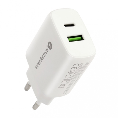 Product Φορτιστής Πρίζας Everactive Usb/Usb-C Qc3.0 25w White base image
