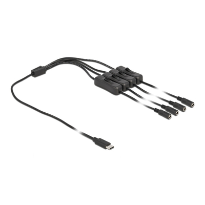 Product Καλώδιο USB Delock Type-C σε 4x DC 5.5 x 2.1mm 86802, 1m, μαύρο base image