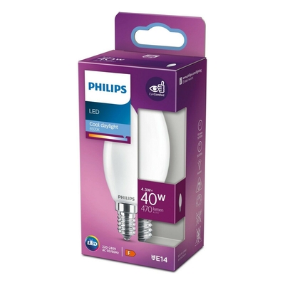 Product Λάμπα LED Philips 8718699762674 Λευκό F 40 W 4,3 W E14 470 lm 3,5 x 9,7 cm (6500 K) base image