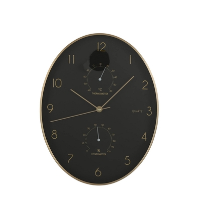Product Ρολόι Τοίχου Mica Decorations Andy Μαύρο Χρυσό Οβάλ Αλουμίνιο ( 35 x 4.5 cm) base image