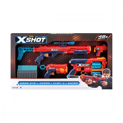 Product Παιδικό Όπλο Δράσης Zuru X-Shot Blaster Set Excel Combo Hawk + Xces S + Fury 4 + Micro base image
