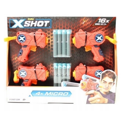 Product Παιδικό Όπλο Δράσης Zuru X-Shot Blasters Set Excel Micro 4-Pack 16 Darts base image