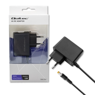 Product Τροφοδοτικό Laptop Qoltec Plug In 12w 12v, 1a, 5.5x2.5 base image