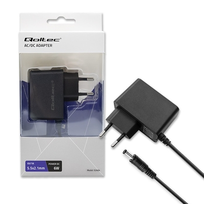 Product Τροφοδοτικό Laptop Qoltec Plug In 6w 6v, 1a, 5.5x2.1 base image