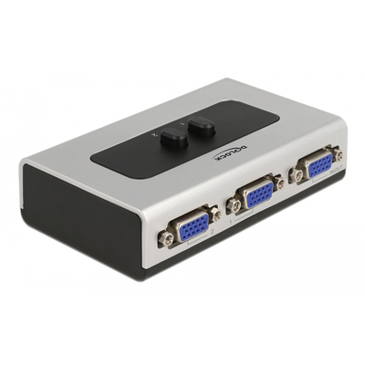 Product KVM Switch Delock VGA 87758, 2 ports, bidirectional, Full HD, ασημί base image