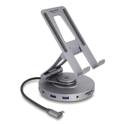 Product Delock Docking Station 88017 με Βάση tablet, 8 θυρών, 60W PD, 4K, γκρι base image
