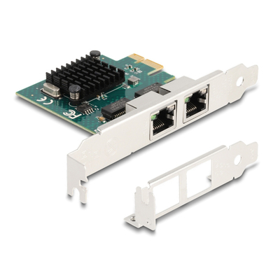 Product Κάρτα Δικτύου Delock PCIe x1 σε 2x RJ45 Gigabit 88205, 1000Mbps base image