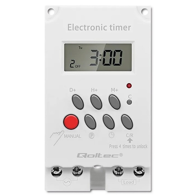 Product Χρονοδιακόπτης Ράγας Qoltec Electronic timer PC0629, DIN rail base image